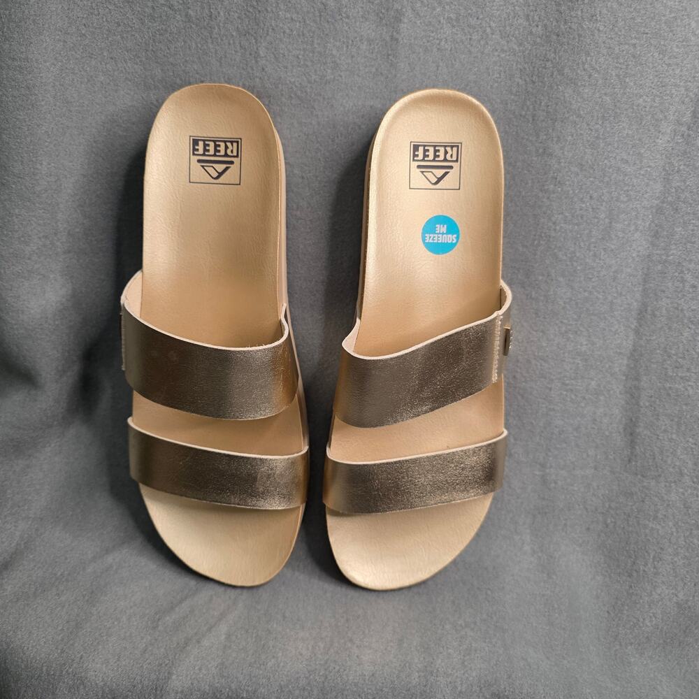 Reef Cushion Vista Hi Sandals Slides Metallic Platform Cruise Vacation Comfort - Picture 4 of 10